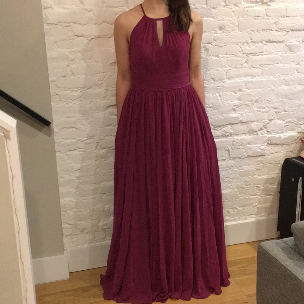 Azazie orchid-pink halter neck gown